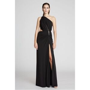 NWOT Halston | Ivanna Gown Gathered Cut-Out Matte Jersey Black Size 8